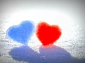 2 inimioare rosu/albastru